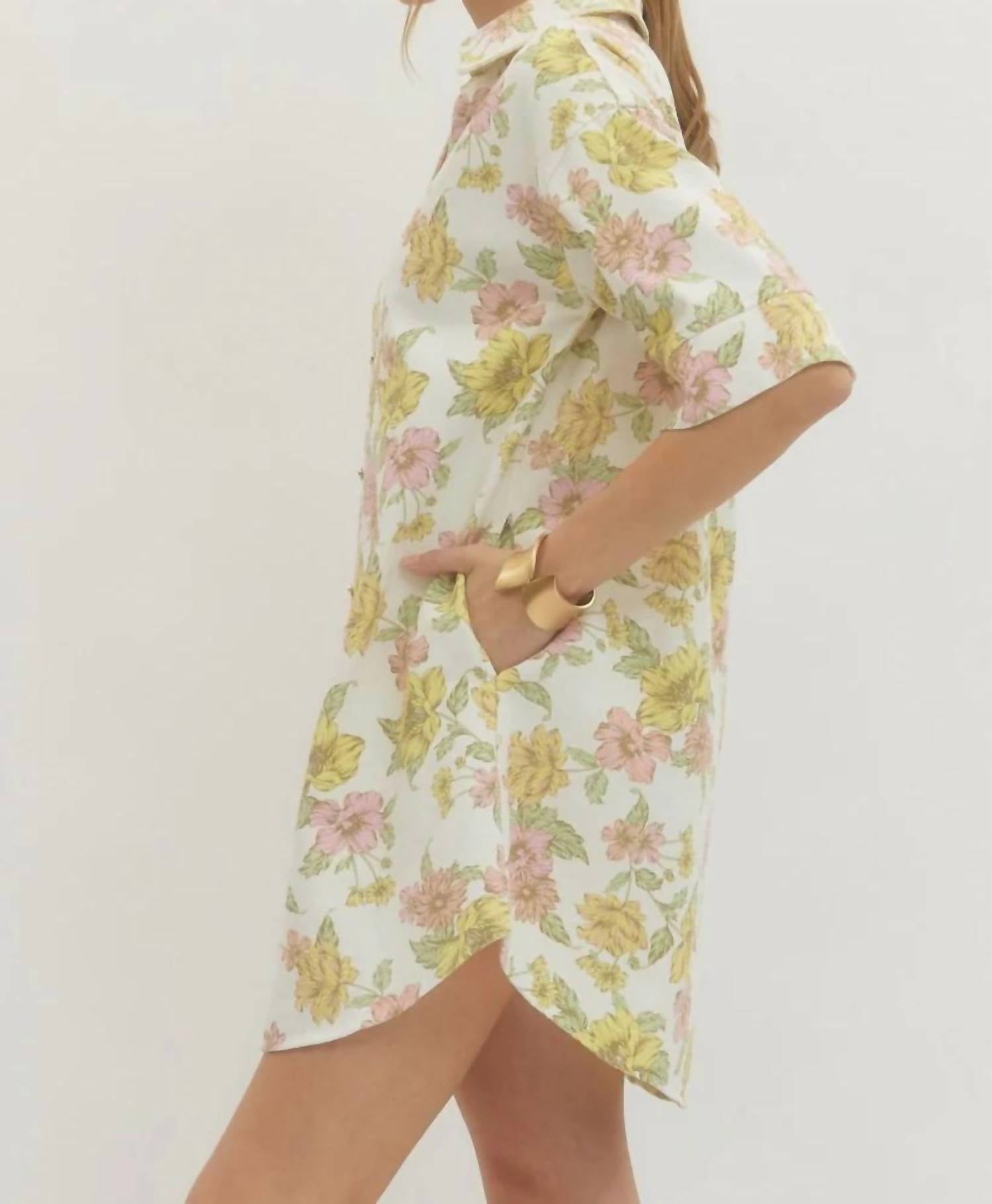 entro Floral Button Up Mini Dress in multi - women's dress - view 4