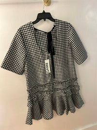 Ganni - Women's Crinkled Taffeta Check Open Back mini dress