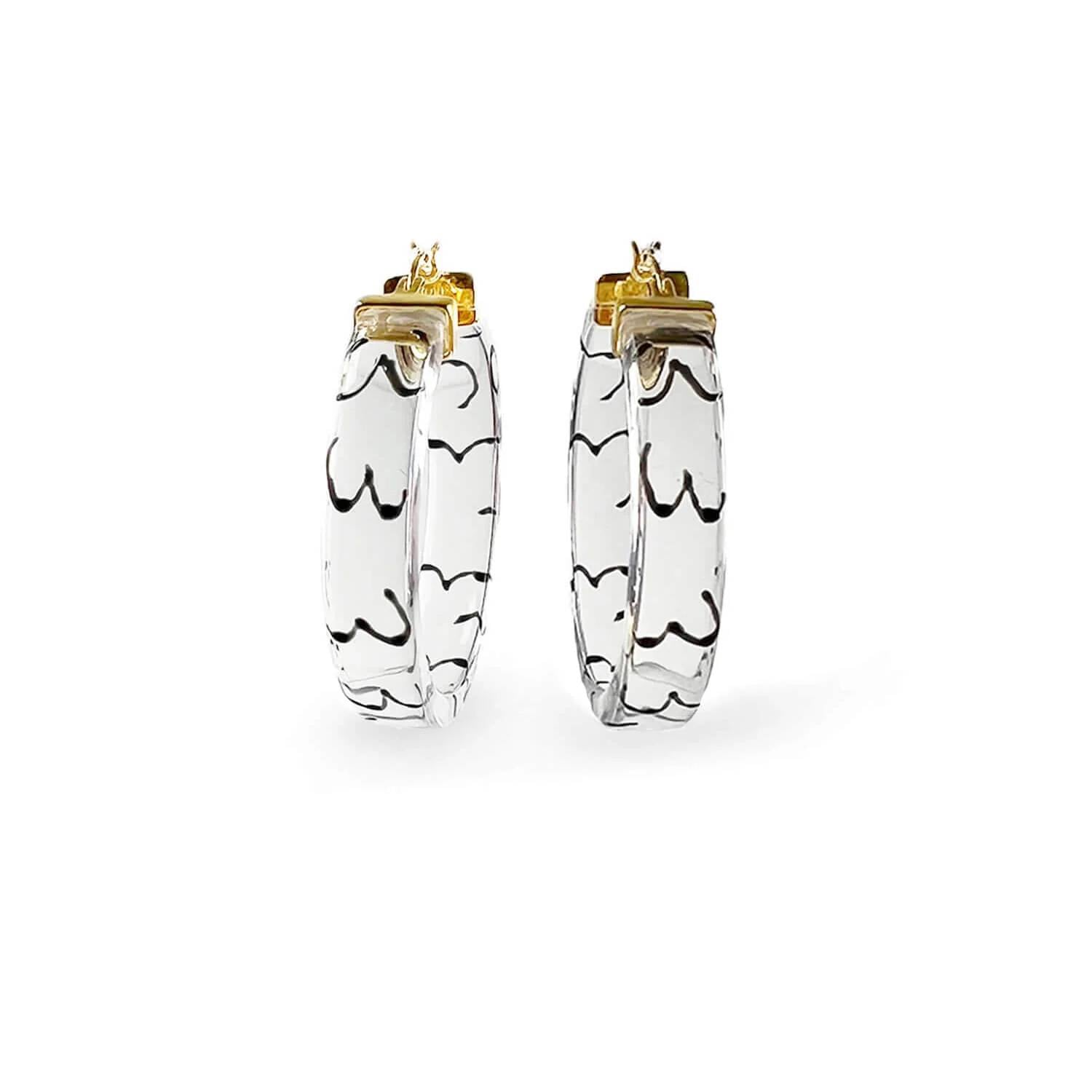 Gold & Honey - Women's Flat Lucite Hoop Earrings With Boobies
