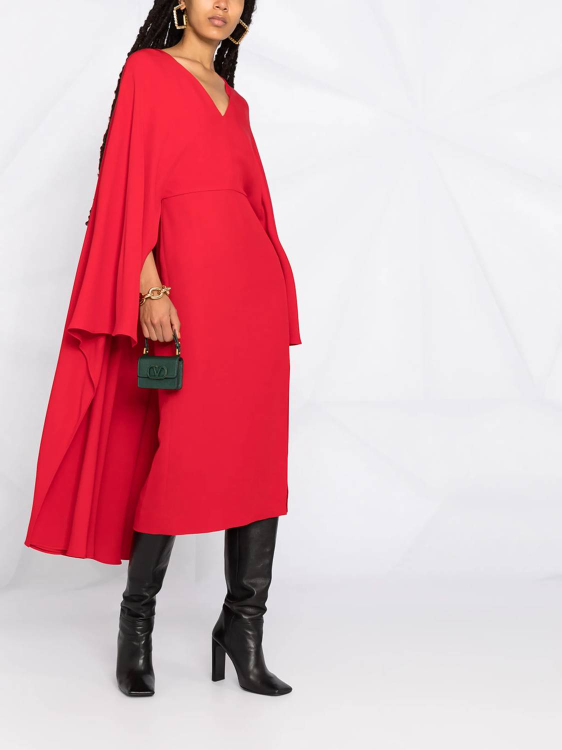 Valentino - Cady Silk Dress With Cape