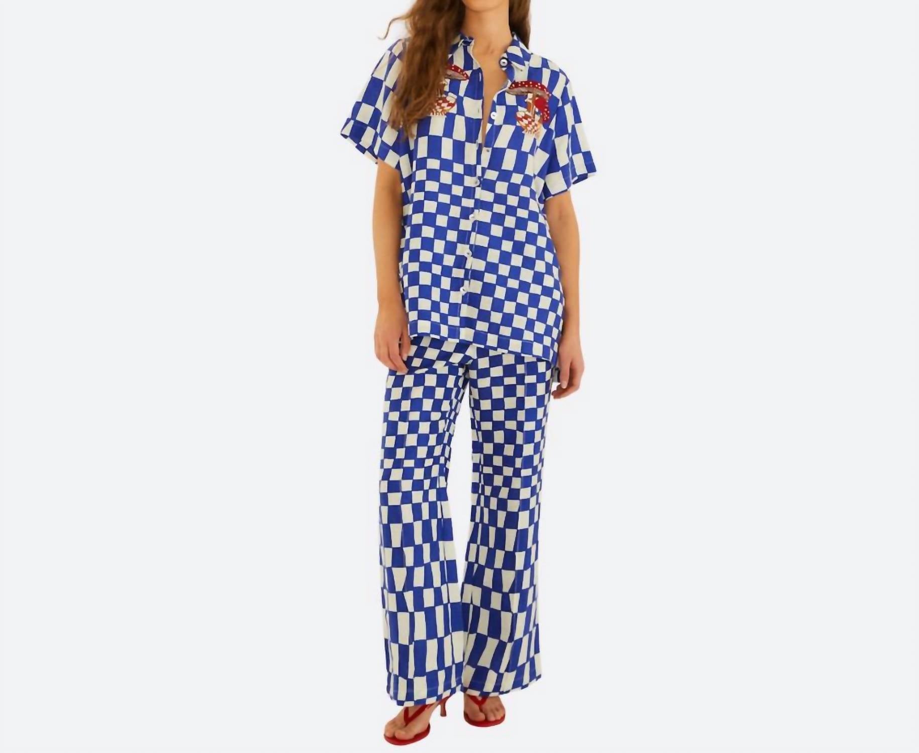 Farm Rio - Linen Blend Checked Pant
