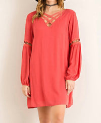 Entro - Long Sleeve With Cutout Details Dress
