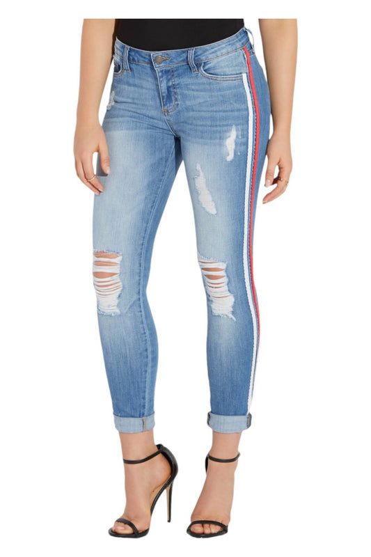 Cello - Striped Crop Skinny Jeans