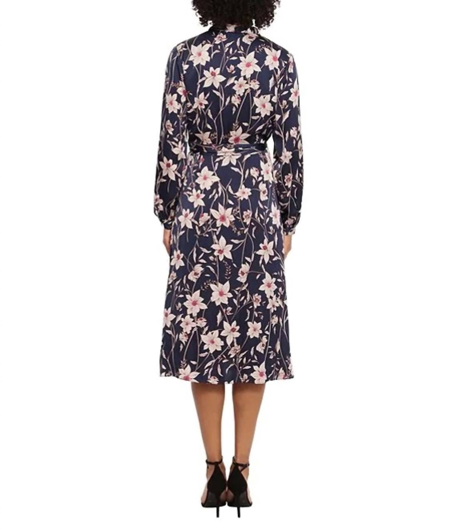Long Sleeve Wrap Midi Dress