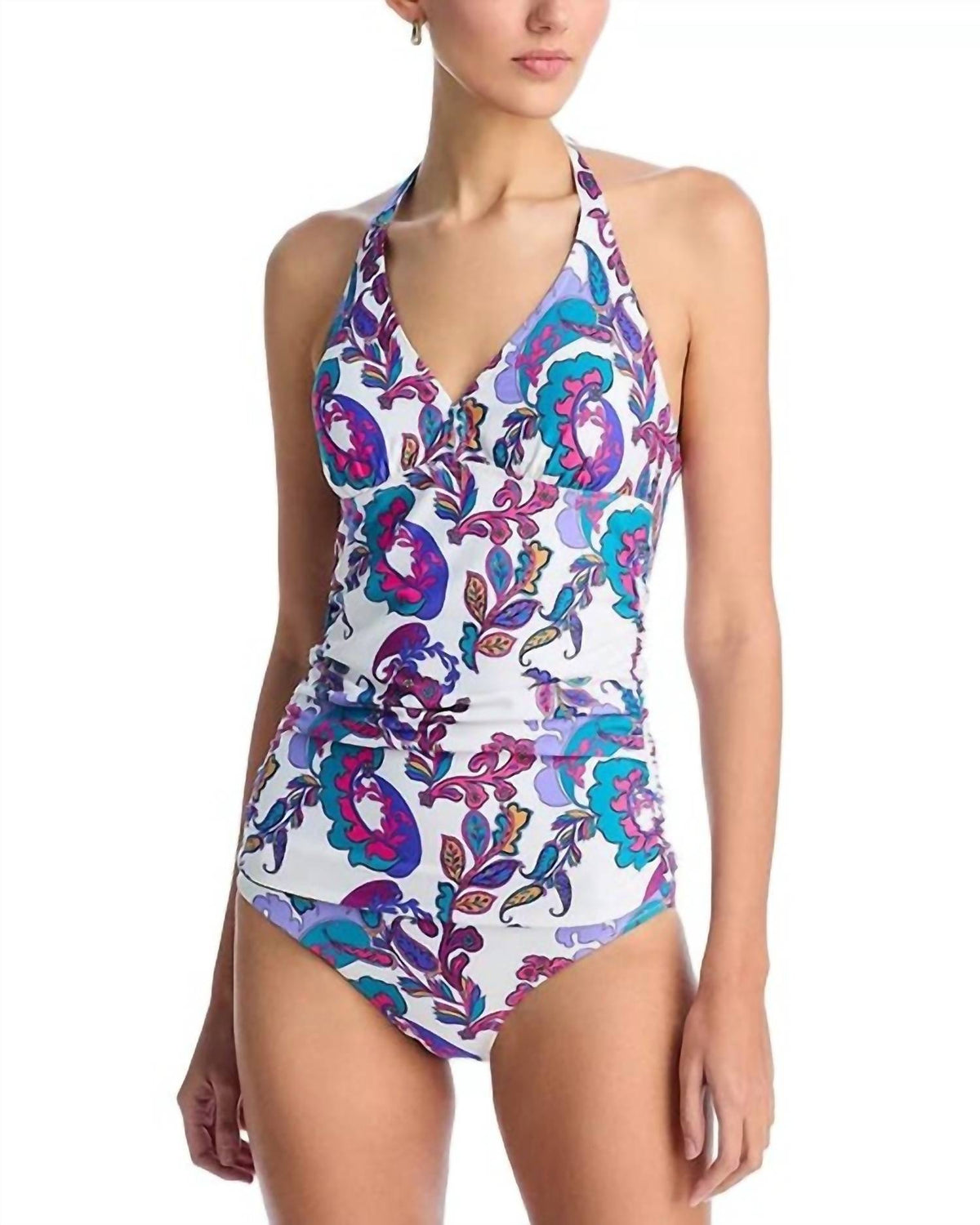 Johnny Was - REVERSIBLE HALTER RUCHED TANKINI