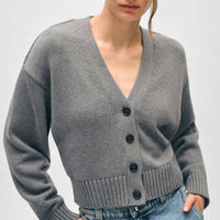 White + Warren - Cropped Button Cardigan