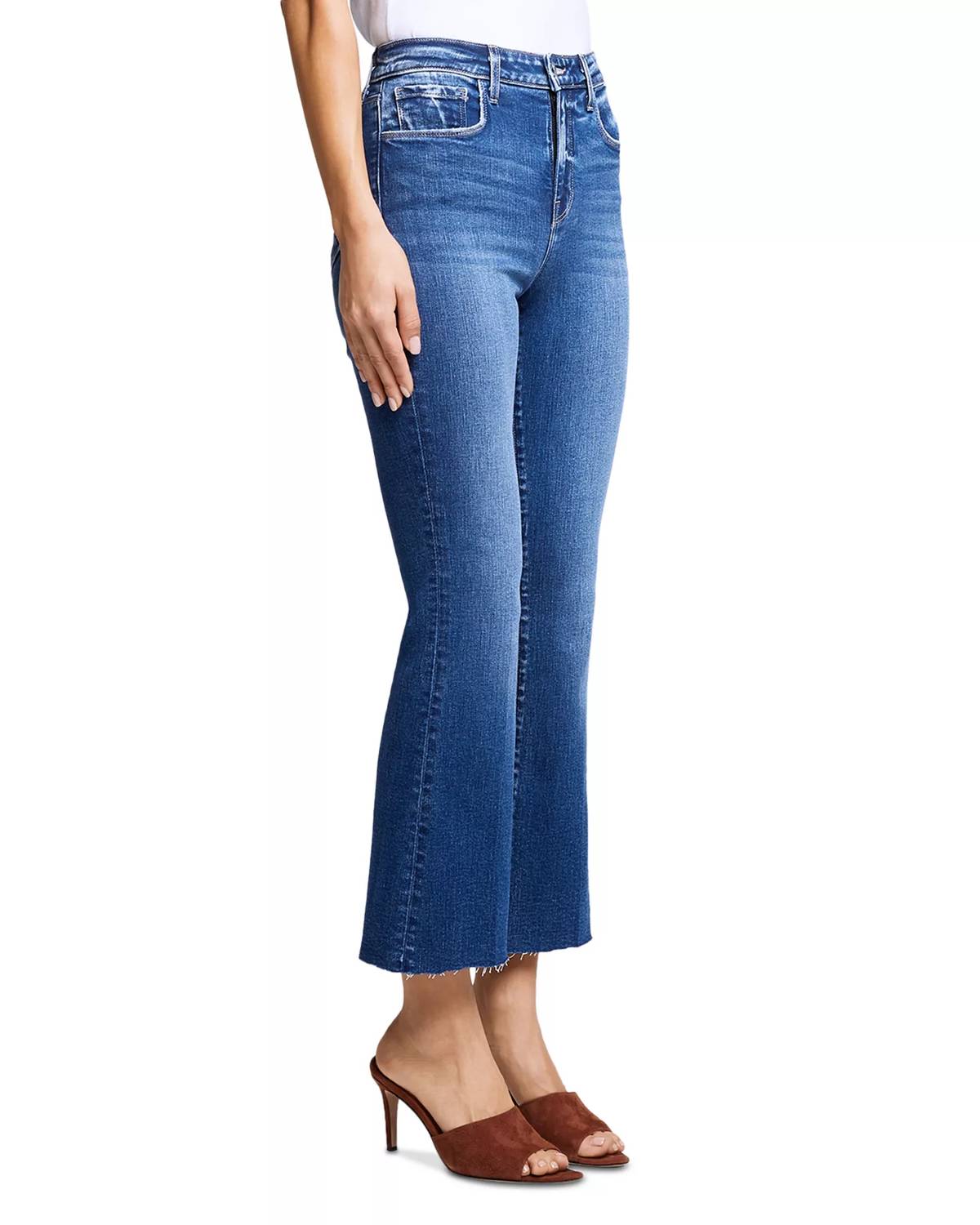 L'Agence Kendra High Rise Crop Flare Jeans in laredo - women's jeans - detail view