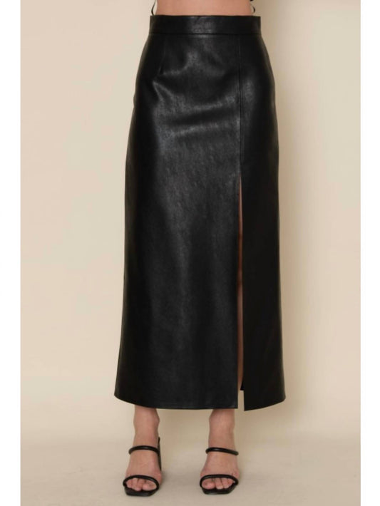 Fore Collection - Faux Leather Midi Skirt