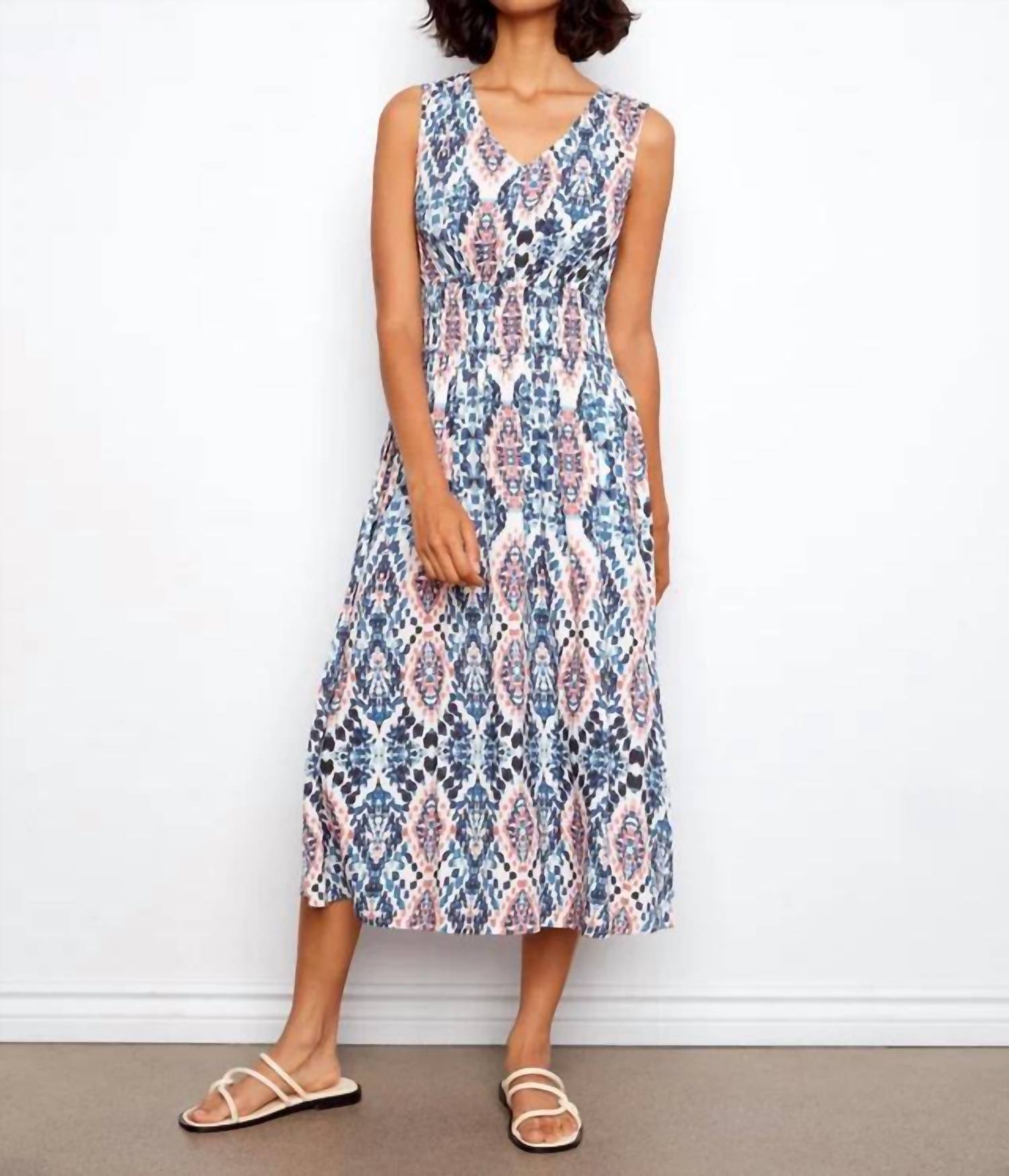 Charlie B - Smocked Printed Viscose Midi Dress