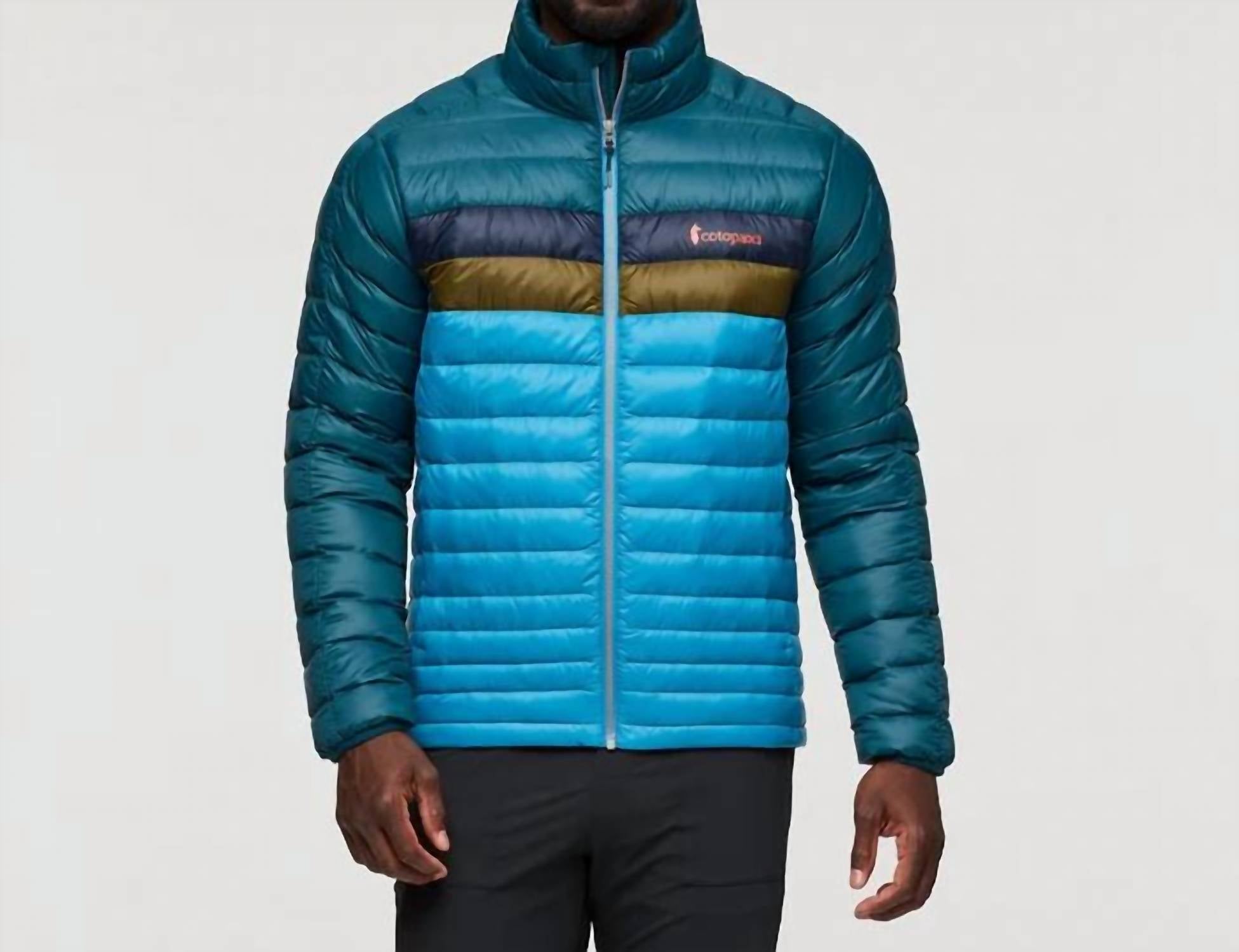cotopaxi Men's Fuego Down Jacket in abyss and lake - men's jacket - detail view