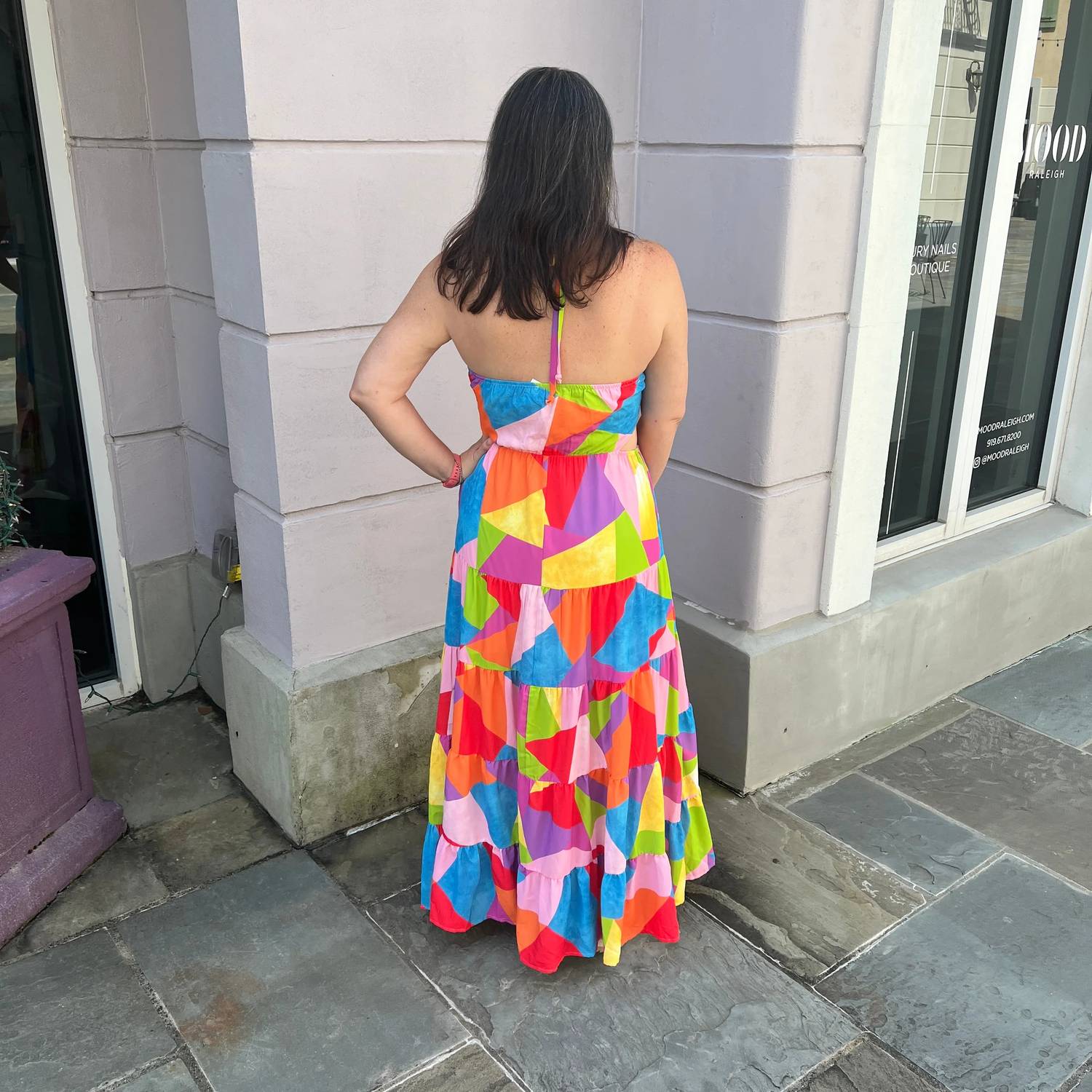 Peach Love - Geo Print Maxi Dress