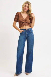 Risen - Mid-rise Wide Iron Press Line Detail Western Jeans