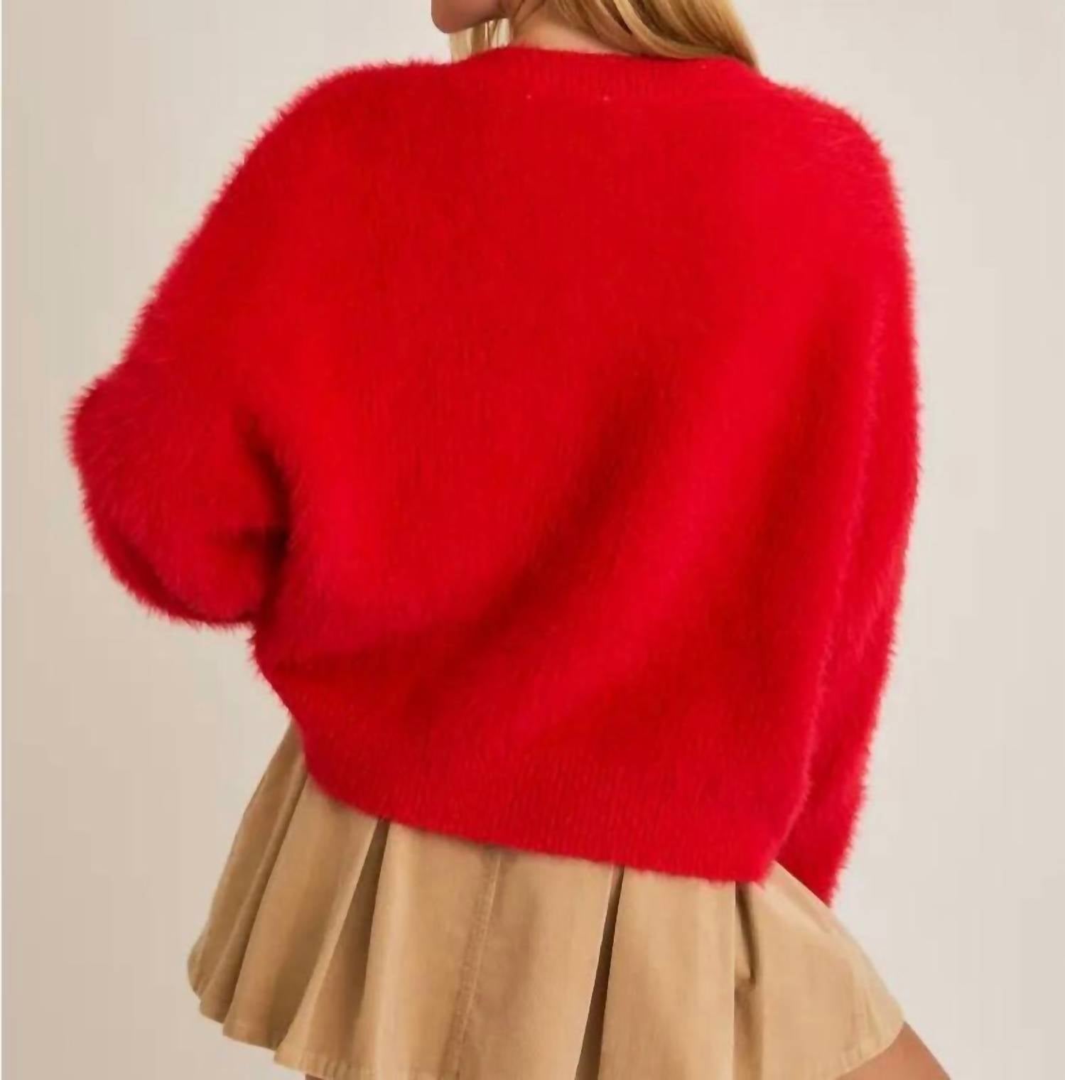 Le Lis - Heart Button Detail Sweater Cardigan