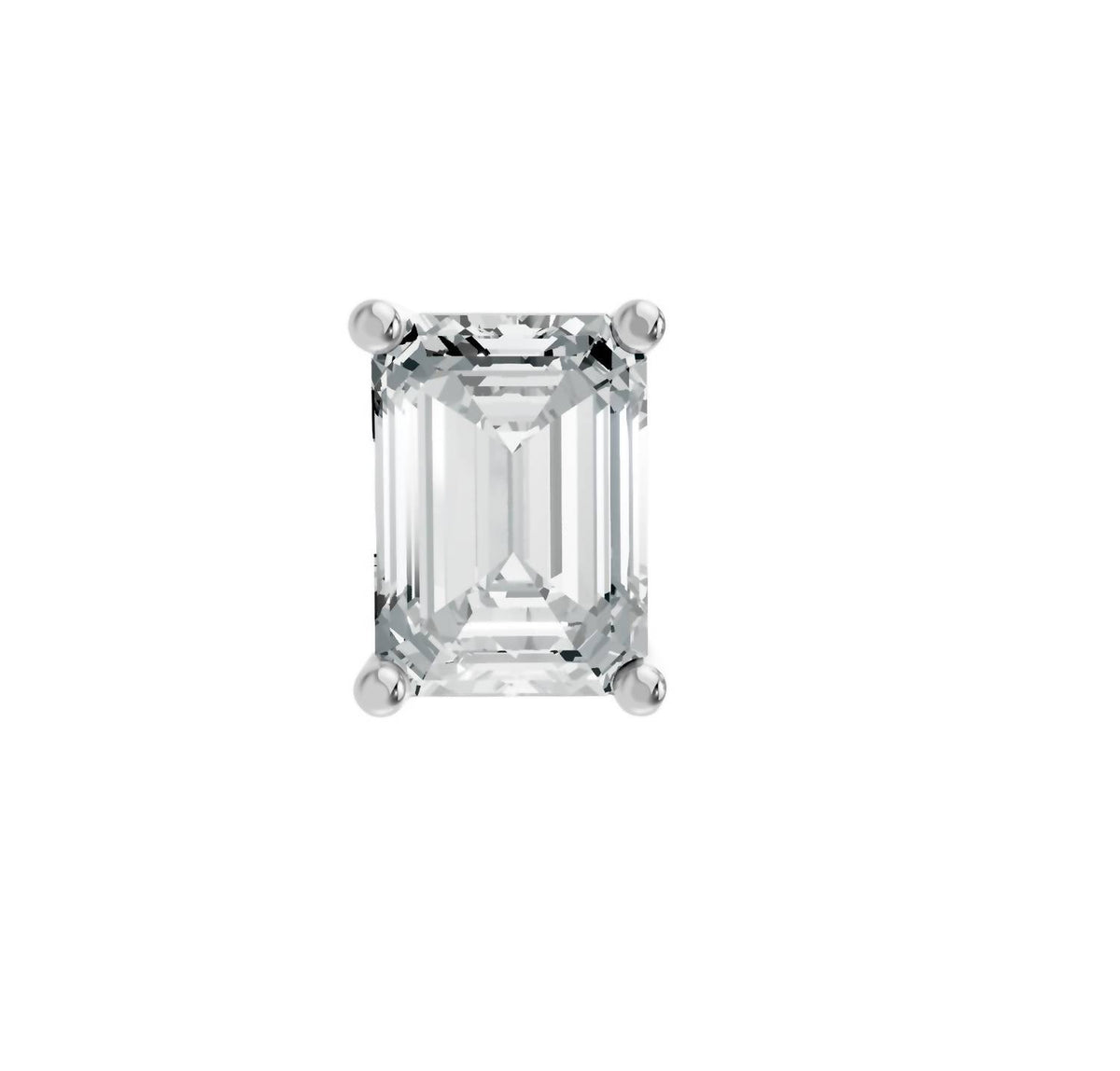 Aamiaa - Women's Emerald Shape 4 Prong Push Back Studs