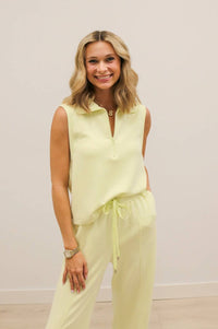 Skies Are Blue - Soft Modal Athleisure Sleeveless Half Zip Top