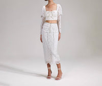 CORD LACE MIDI SKIRT