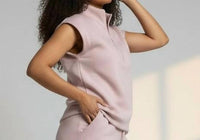 RAE MODE Alisha Luxe Quarter Zip Sweater Tank in mauve - women's sweater - detail view