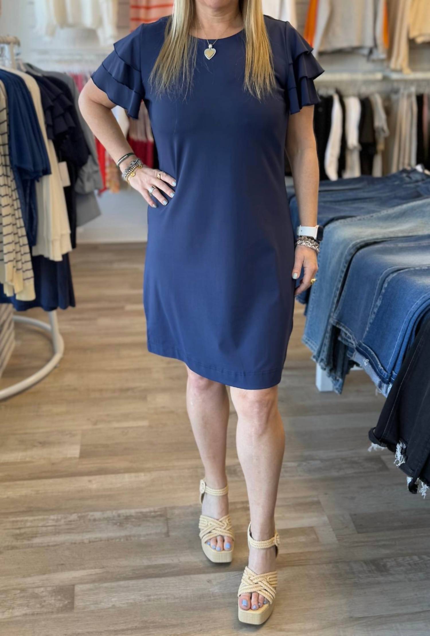 Lulu-B Women's Cha Cha Sleeve Dress in navy - women's dress