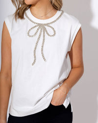 2.7 AUGUST APPAREL Glimmer with Grace Bow Tank in white - women's tank top - view 5