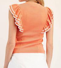 Ee:Some - Contrasting Ruffle Edge Top