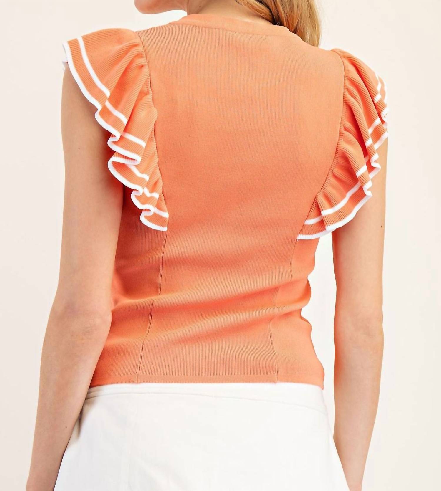Ee:Some - Contrasting Ruffle Edge Top