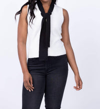 Central Park West Cece Sleeveless Neck Tie Sweater in ivory - women's sweater