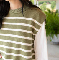 Miss Love Carefree Sweater Vest in sage - women's sweater - detail view