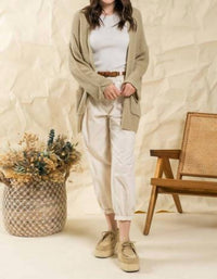 Blu Pepper - Front Pockets 3/4 Cuffed Sleeves Cardigan