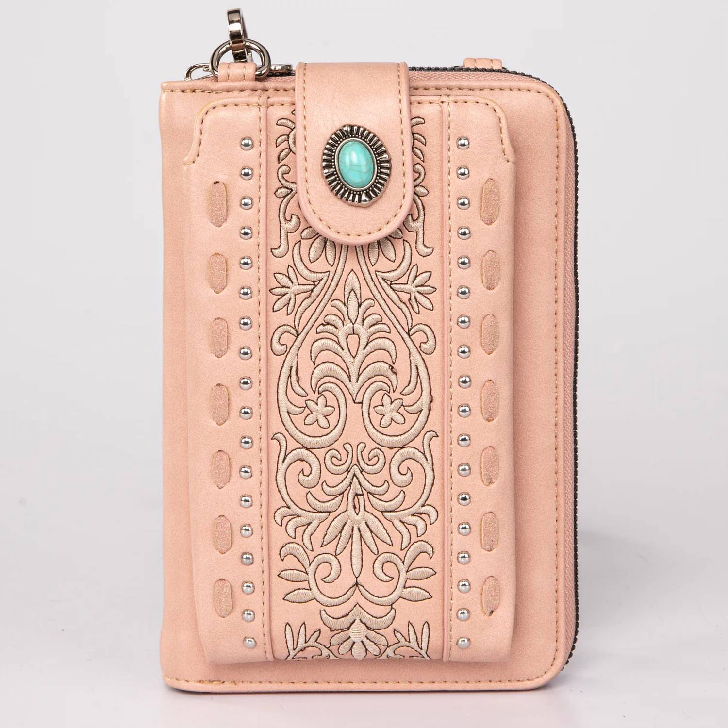 Montana West American Bling Embroidered Collection Phone Wallet in pink - women's bag