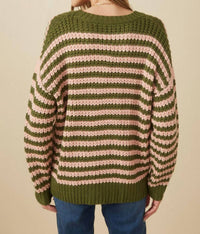 Hayden La - Striped Drop Shoulder Low Gauge Sweater