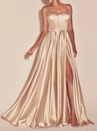 Ladivine A-line Bustier Maxi Dress in champagne - women's dress - detail view