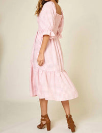 Ces Femme - Gingham Smocked Midi Dress