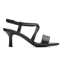 Clarks Women's Amali Buckle Heeled Sandal in black leather - women's sandal - detail view