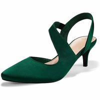 Mysoft - Women's Satin Closed Toe Slingback Heels