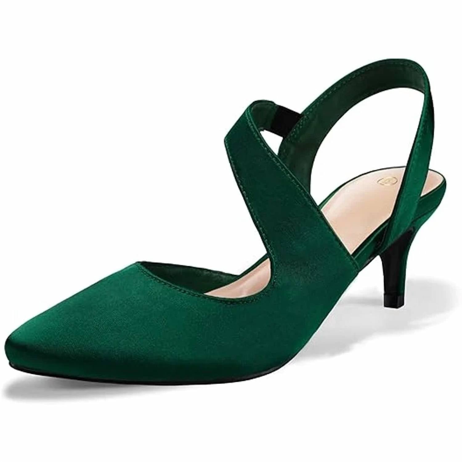 Mysoft - Women's Satin Closed Toe Slingback Heels