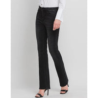 FLYING MONKEY High Rise Slim Bootcut Jeans in faded black - women's jeans - detail view