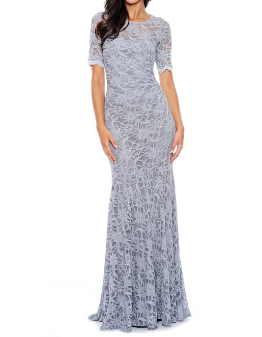 Decode 1.8 - Scalloped Sleeve Lace Overlay Mermaid Dress