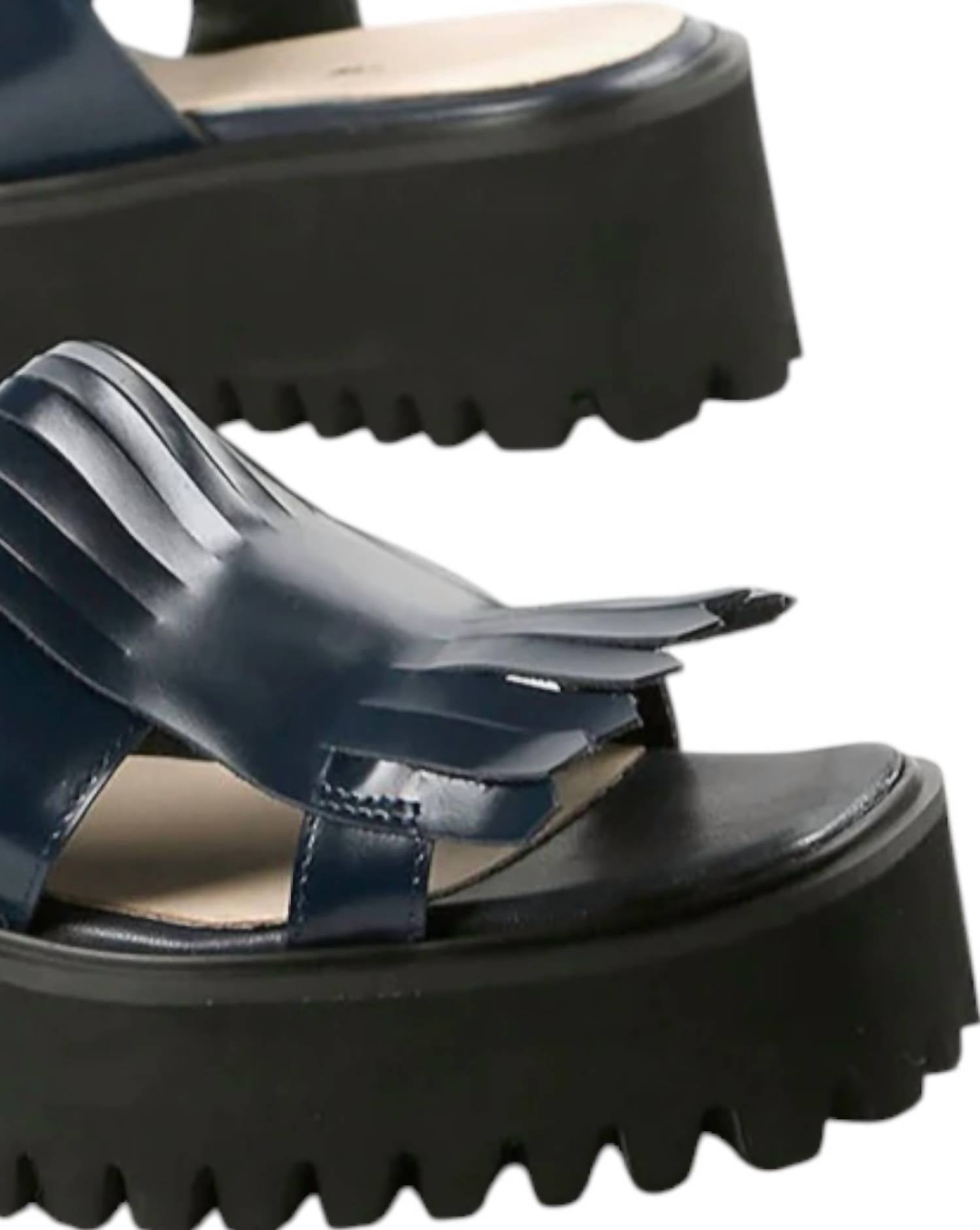 All Black - Women's Kiltie Sling Flatform Sandal