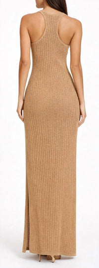 RONNY KOBO Netra Knit Maxi Dress in tan - women's dress - detail view
