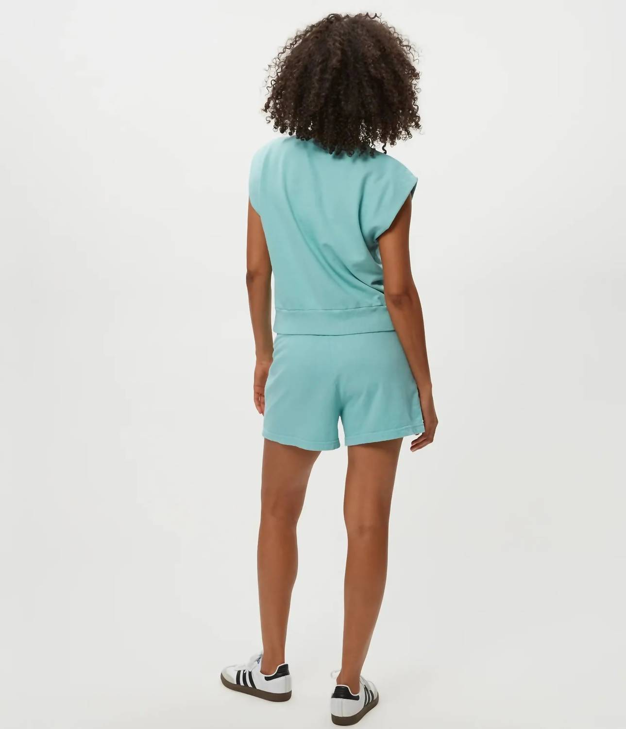 Michael Stars Shiloh High Waist Shorts in serene - women's shorts - detail view