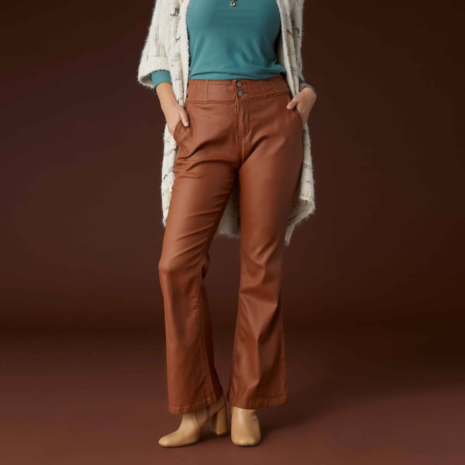 Coco + Carmen - Zoey Zip Faux Leather Flare Jeans