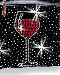 Handbag Express - Women's Wine Glass Rhinestone Crossbody Sling Bag