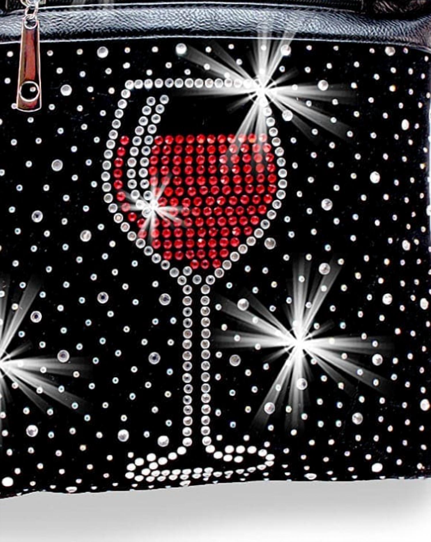 Handbag Express - Women's Wine Glass Rhinestone Crossbody Sling Bag