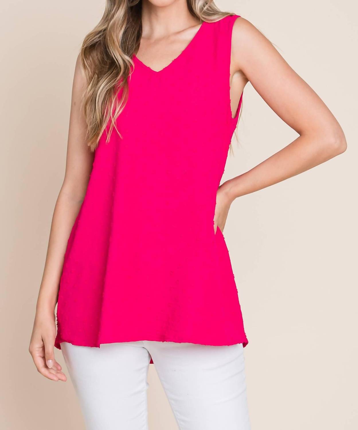 Bombom - Relaxed Dot Texture Tank Top