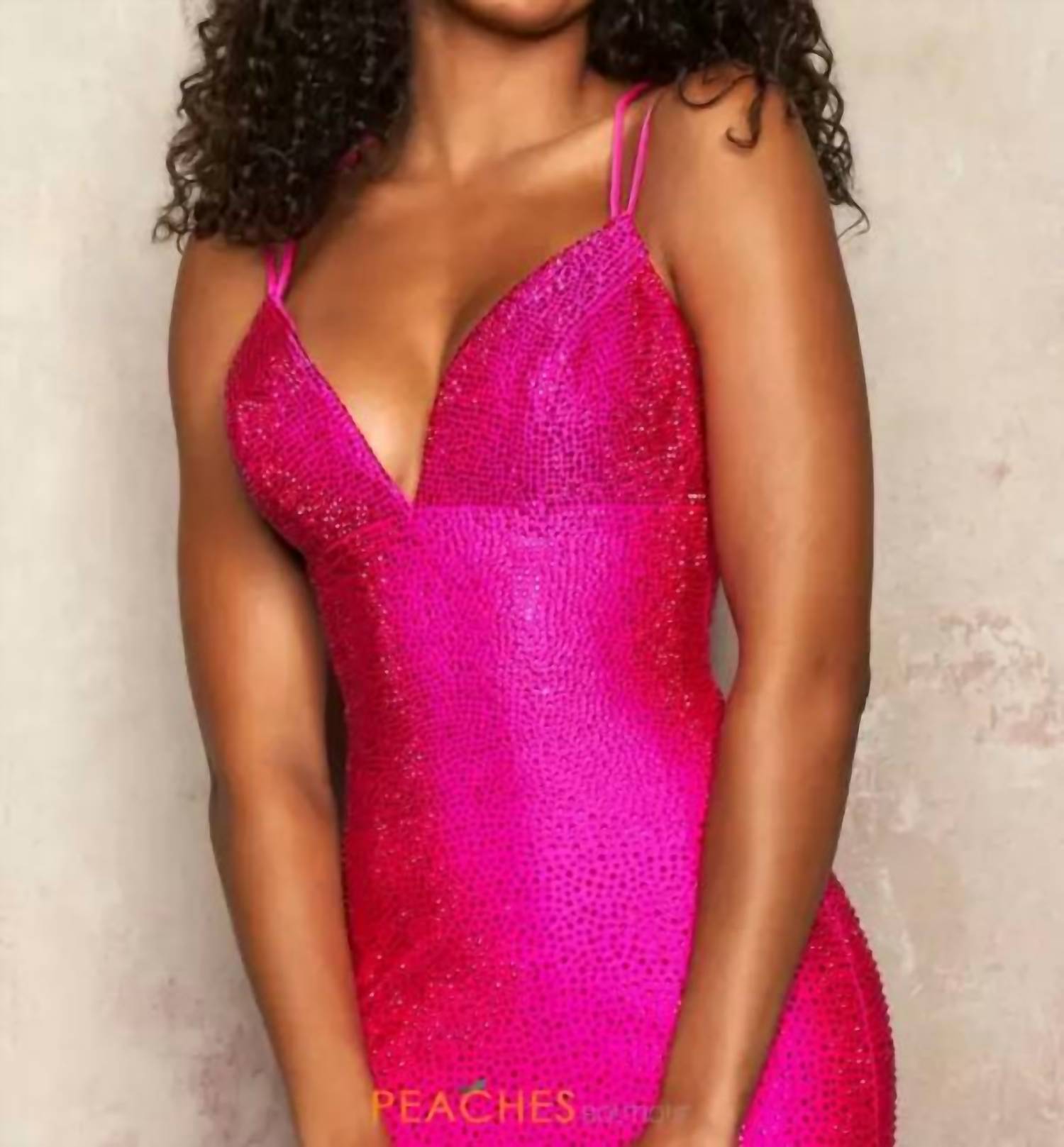 Sherri Hill Lace-up Back Beaded Dress in bright fuchsia - women's dress