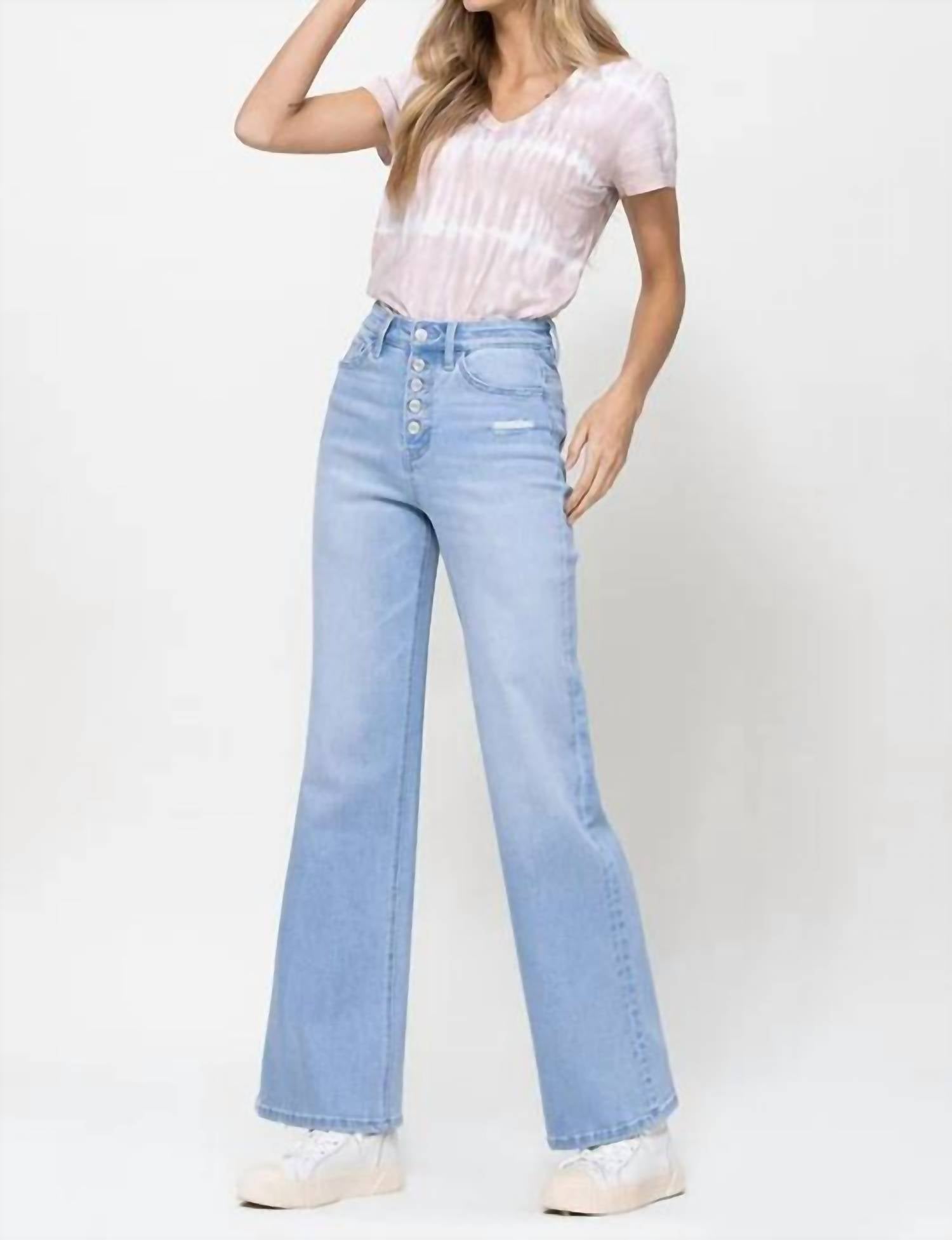 Vervet By Flying Monkey - Olivia Comfort Stretch Button Up Wide Leg Jeans