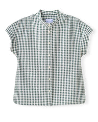 Cartolina Nantucket Margo Short Sleeve Shirt in moss - women's shirt - alternate view