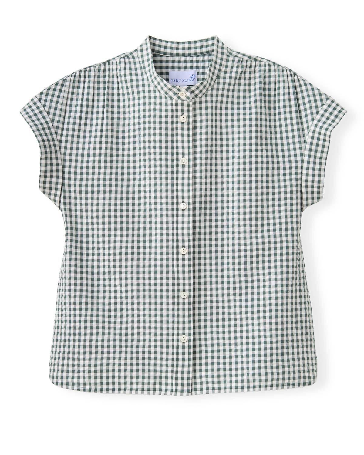 Cartolina Nantucket Margo Short Sleeve Shirt in moss - women's shirt - alternate view