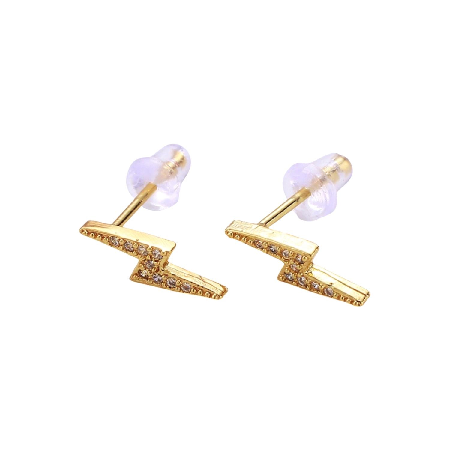 The Crowns - Women's Clear Agnetha Lightning Bolt Earrings