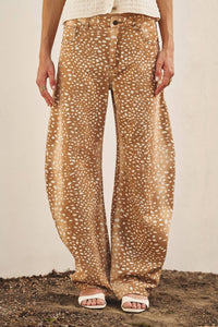 Urban Daizy - Bambi Deer Print Wide Leg Denim Pants